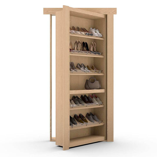 Hidden Flush Mount Oak Shoe Rack Door - Tampa Home & Garden Store