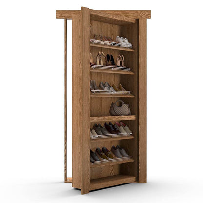 Hidden Flush Mount Oak Shoe Rack Door - Tampa Home & Garden Store