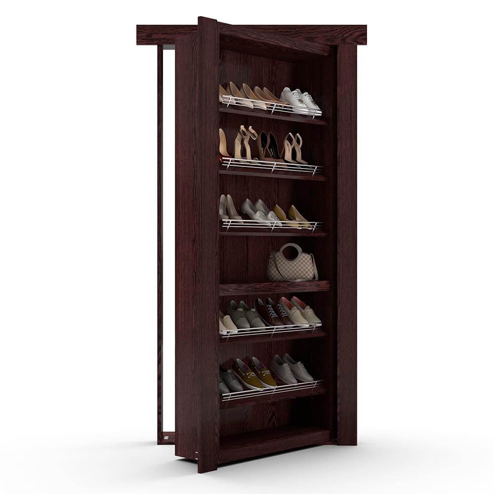 Hidden Flush Mount Oak Shoe Rack Door - Tampa Home & Garden Store