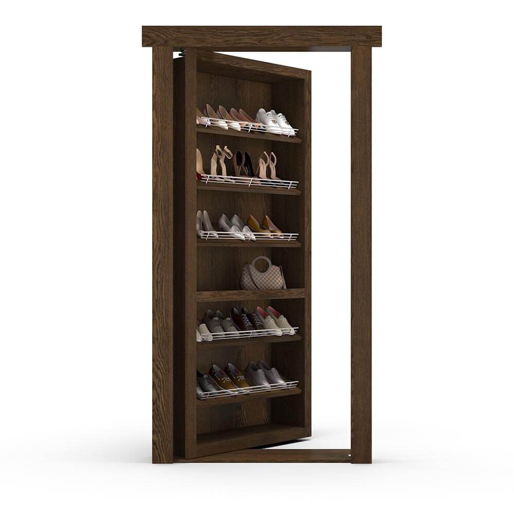 Hidden Flush Mount Oak Shoe Rack Door - Tampa Home & Garden Store