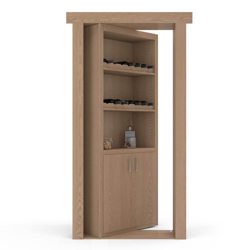 Hidden Flush Mount Oak Wine Rack Door - Tampa Home & Garden Store