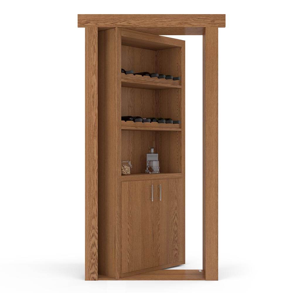 Hidden Flush Mount Oak Wine Rack Door - Tampa Home & Garden Store