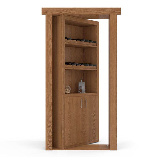 Hidden Flush Mount Oak Wine Rack Door - Tampa Home & Garden Store