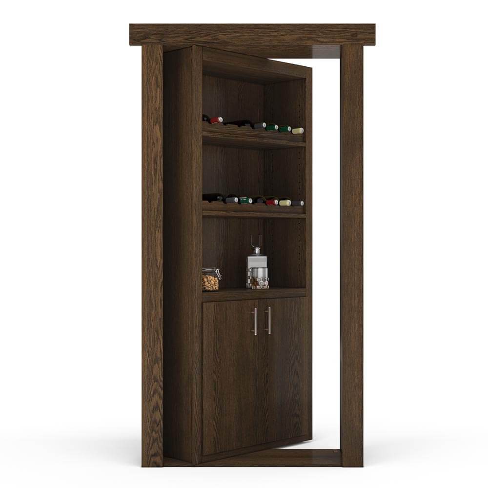 Hidden Flush Mount Oak Wine Rack Door - Tampa Home & Garden Store