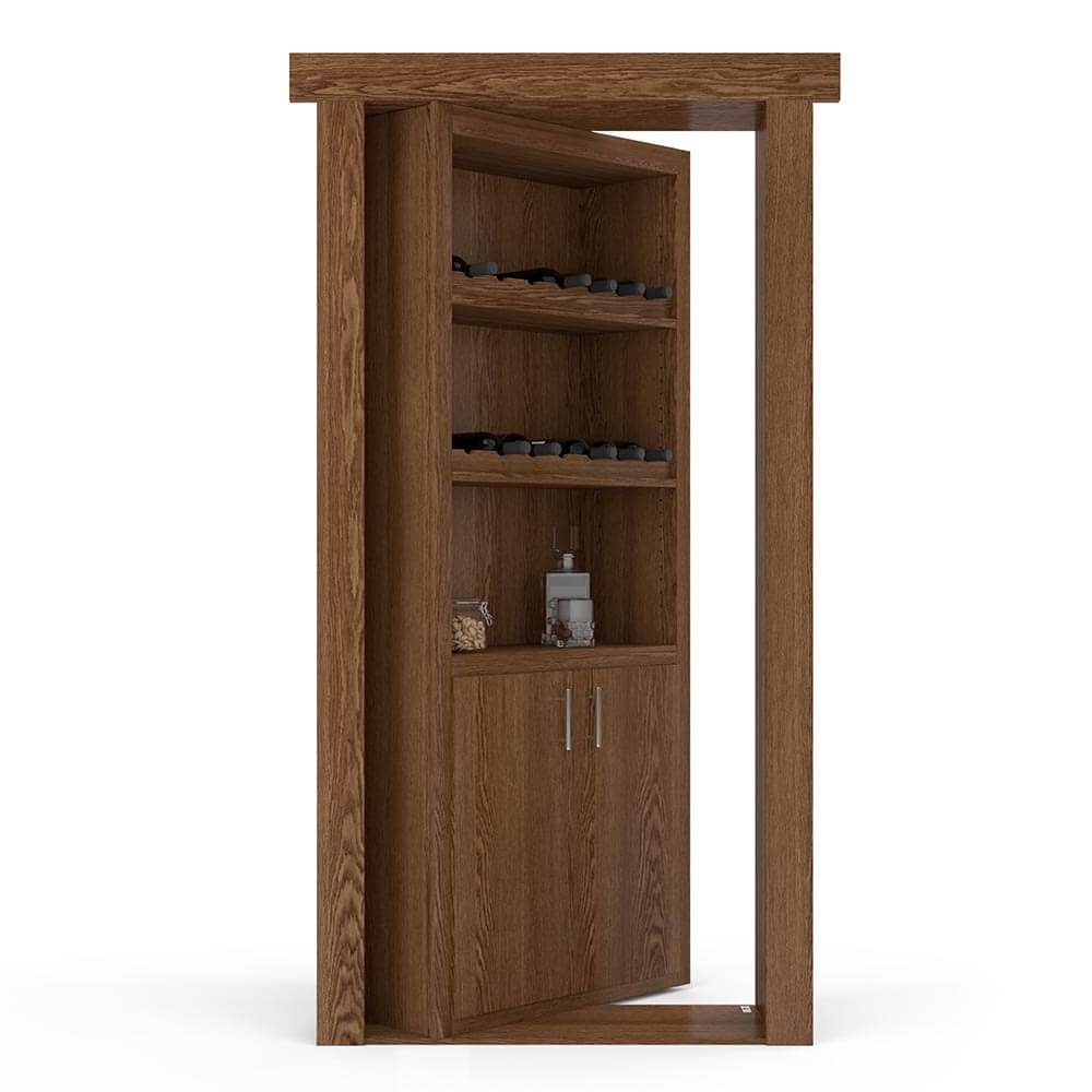 Hidden Flush Mount Oak Wine Rack Door - Tampa Home & Garden Store