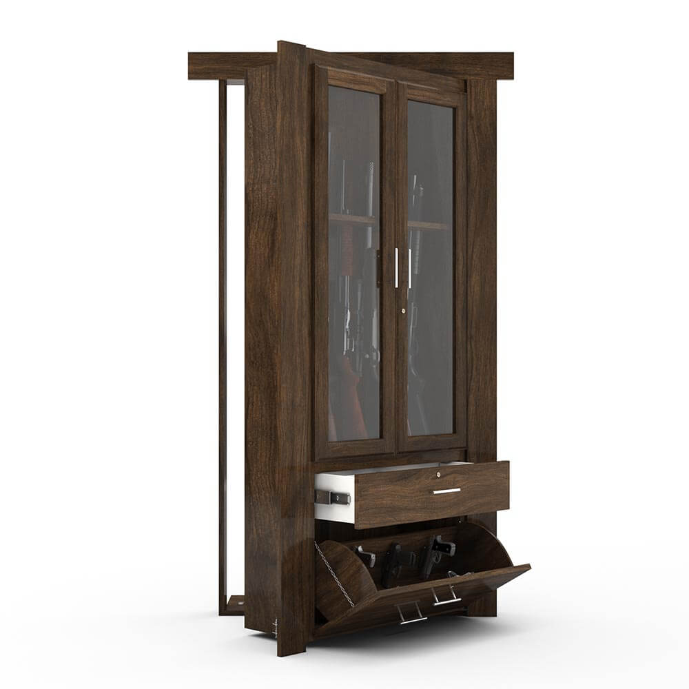 Hidden Flush Mount Walnut Gun Cabinet Door - Tampa Home & Garden Store