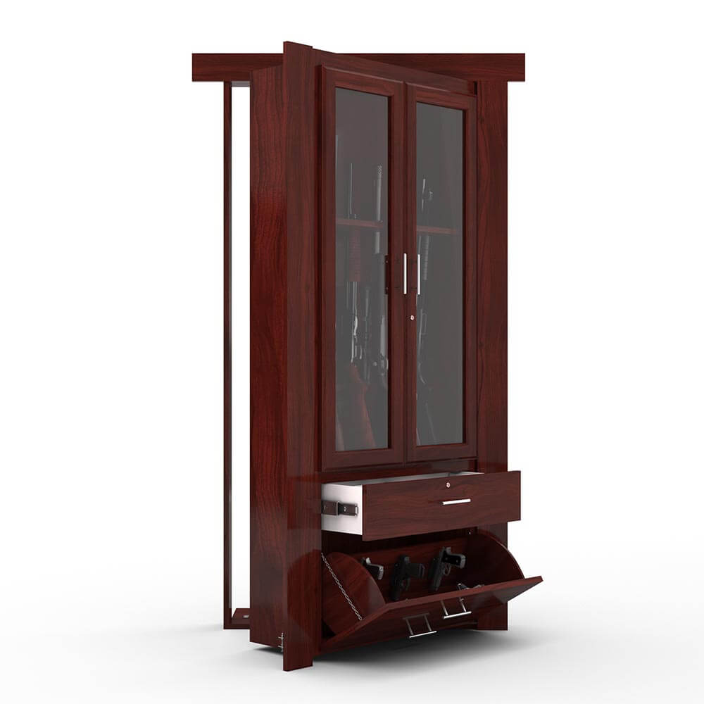 Hidden Flush Mount Walnut Gun Cabinet Door - Tampa Home & Garden Store