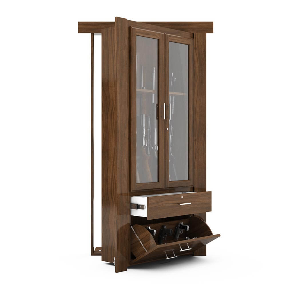 Hidden Flush Mount Walnut Gun Cabinet Door - Tampa Home & Garden Store
