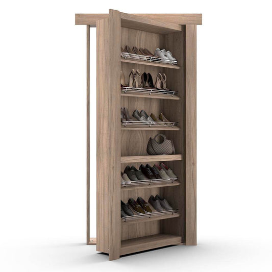 Hidden Flush Mount Walnut Shoe Rack Door - Tampa Home & Garden Store