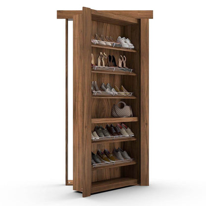 Hidden Flush Mount Walnut Shoe Rack Door - Tampa Home & Garden Store
