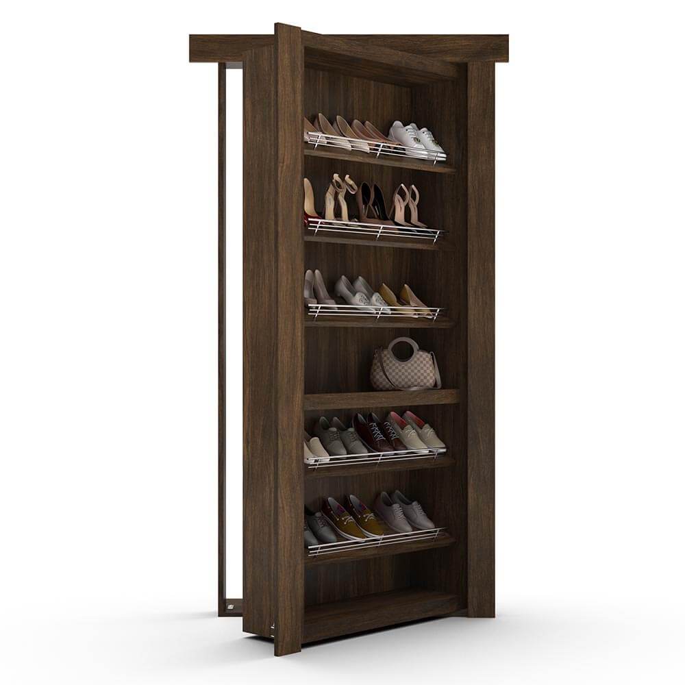 Hidden Flush Mount Walnut Shoe Rack Door - Tampa Home & Garden Store