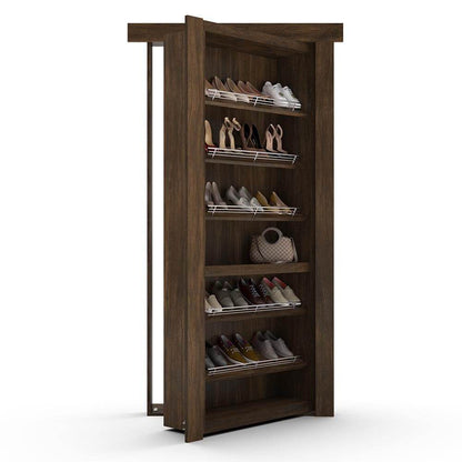 Hidden Flush Mount Walnut Shoe Rack Door - Tampa Home & Garden Store