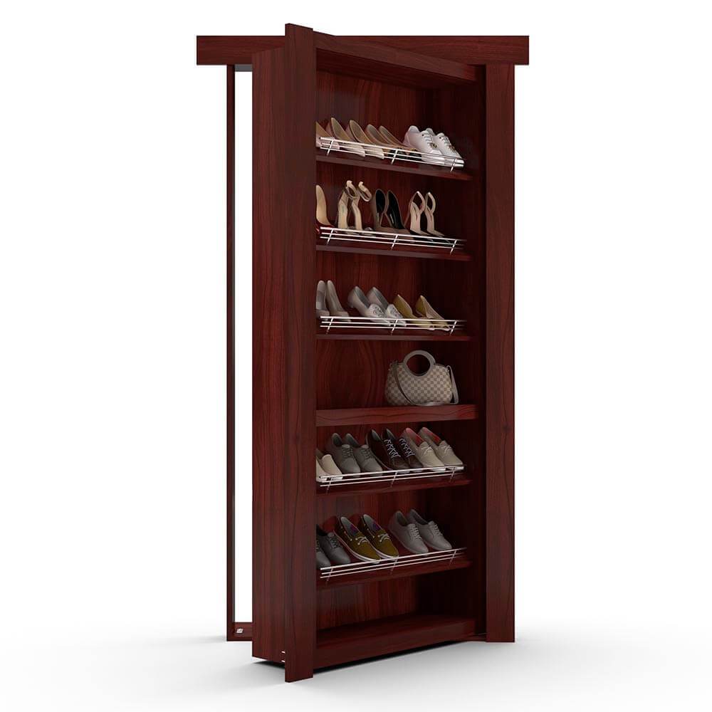 Hidden Flush Mount Walnut Shoe Rack Door - Tampa Home & Garden Store
