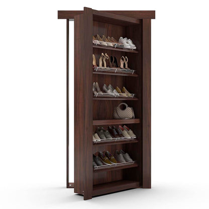 Hidden Flush Mount Walnut Shoe Rack Door - Tampa Home & Garden Store