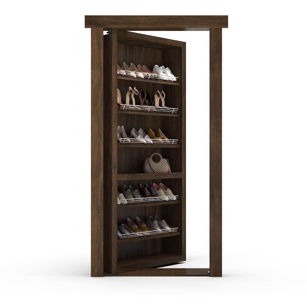 Hidden Flush Mount Walnut Shoe Rack Door - Tampa Home & Garden Store