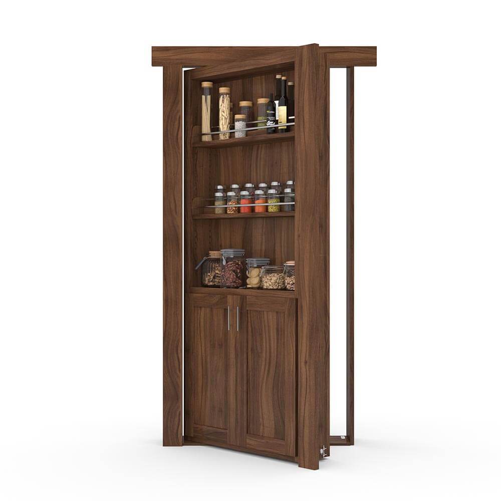 Hidden Flush Mount Walnut Spice Rack Door - Tampa Home & Garden Store