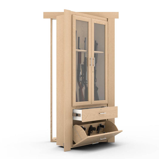 Hidden Room Flush Mount Oak Gun Cabinet Door - Tampa Home & Garden Store