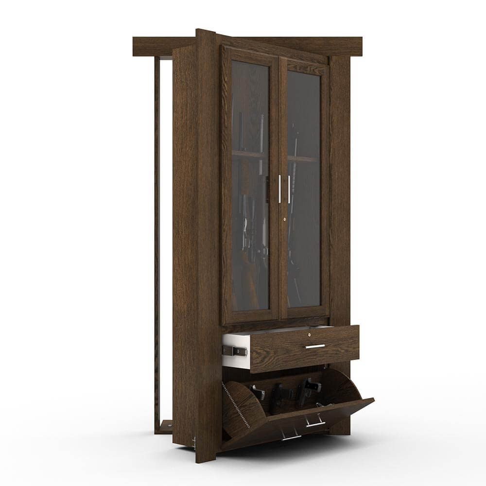 Hidden Room Flush Mount Oak Gun Cabinet Door - Tampa Home & Garden Store