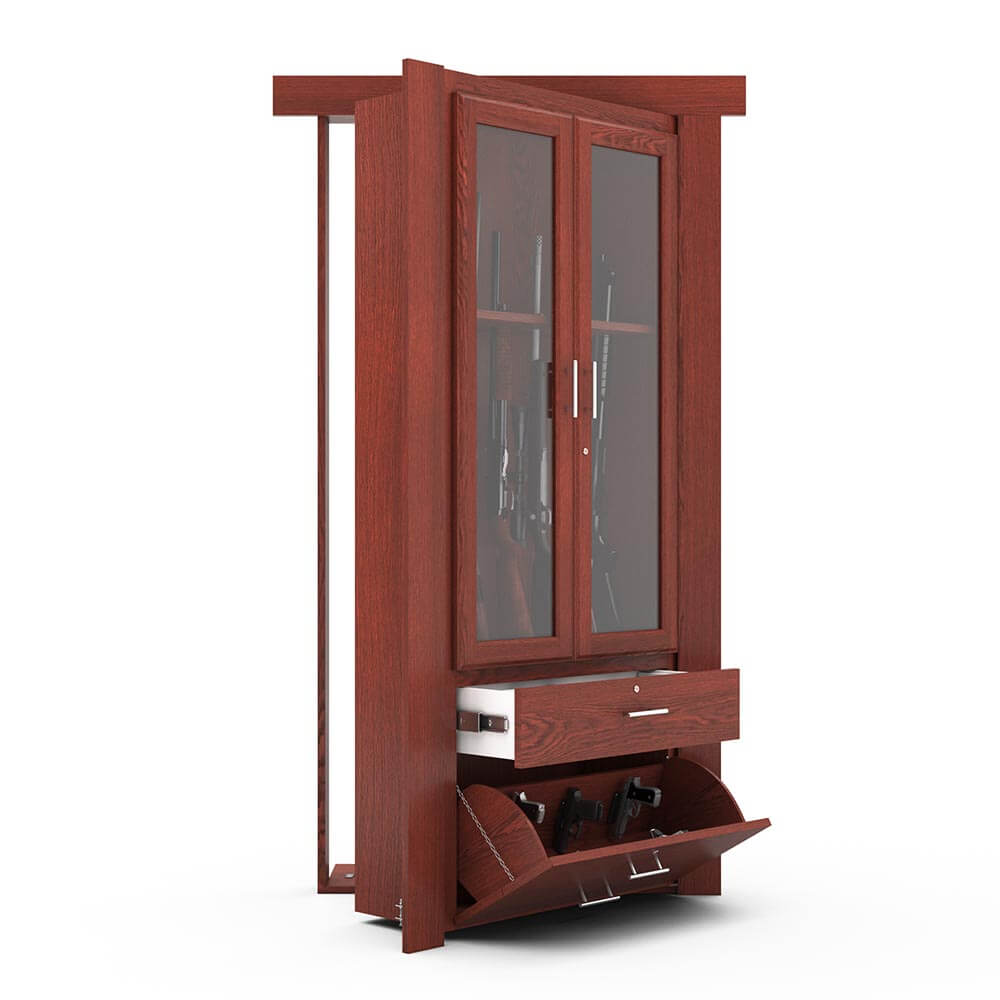 Hidden Room Flush Mount Oak Gun Cabinet Door - Tampa Home & Garden Store