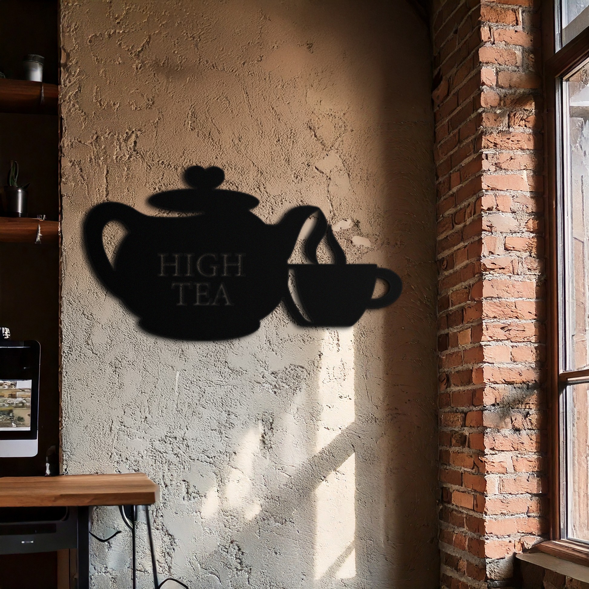 High Tea Teapot & Cup Metal Wall Art – Elegant Black Steel Tea-Time Decor for Kitchen, Café, and Dining Spaces- KAF440 - Tampa Home & Garden Store