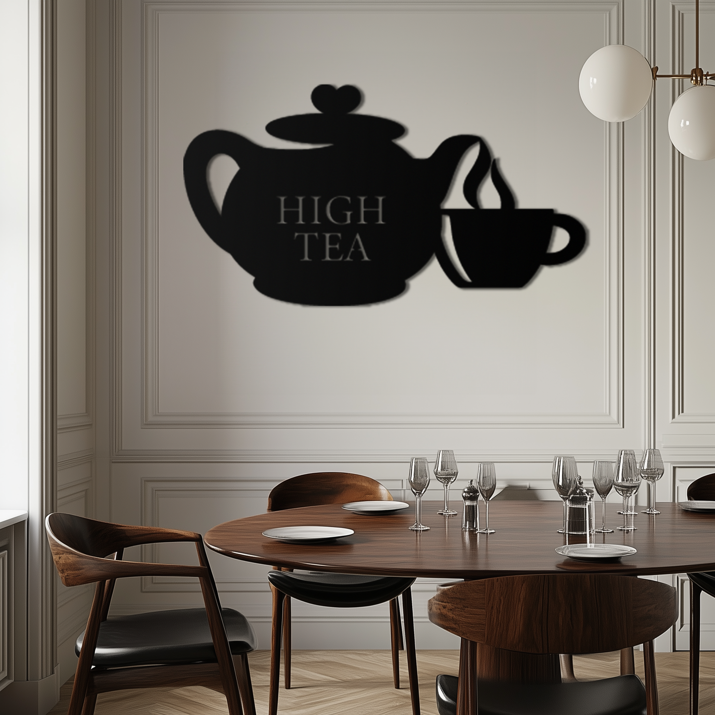 High Tea Teapot & Cup Metal Wall Art – Elegant Black Steel Tea-Time Decor for Kitchen, Café, and Dining Spaces- KAF440 - Tampa Home & Garden Store