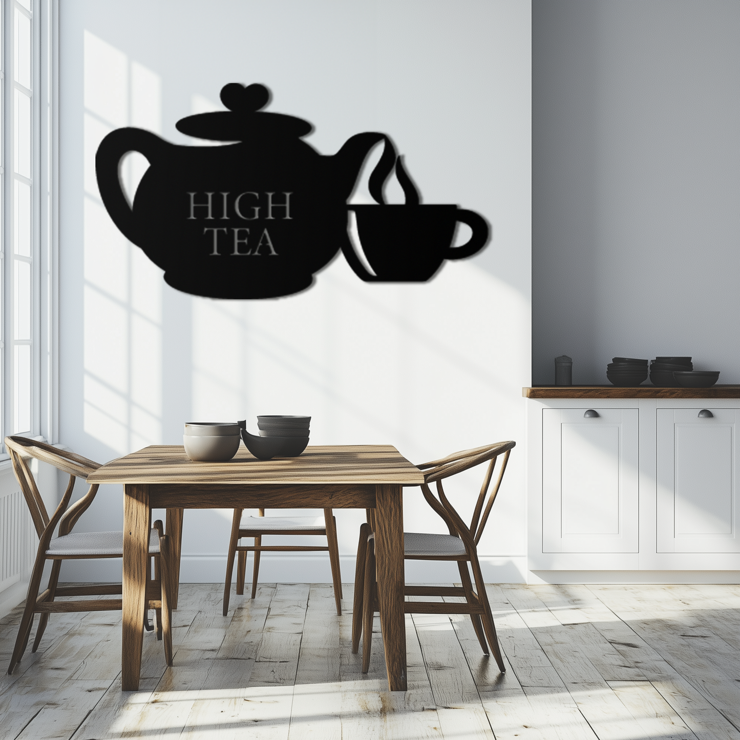 High Tea Teapot & Cup Metal Wall Art – Elegant Black Steel Tea-Time Decor for Kitchen, Café, and Dining Spaces- KAF440 - Tampa Home & Garden Store