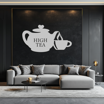 High Tea Teapot & Cup Metal Wall Art – Elegant Black Steel Tea-Time Decor for Kitchen, Café, and Dining Spaces- KAF440 - Tampa Home & Garden Store