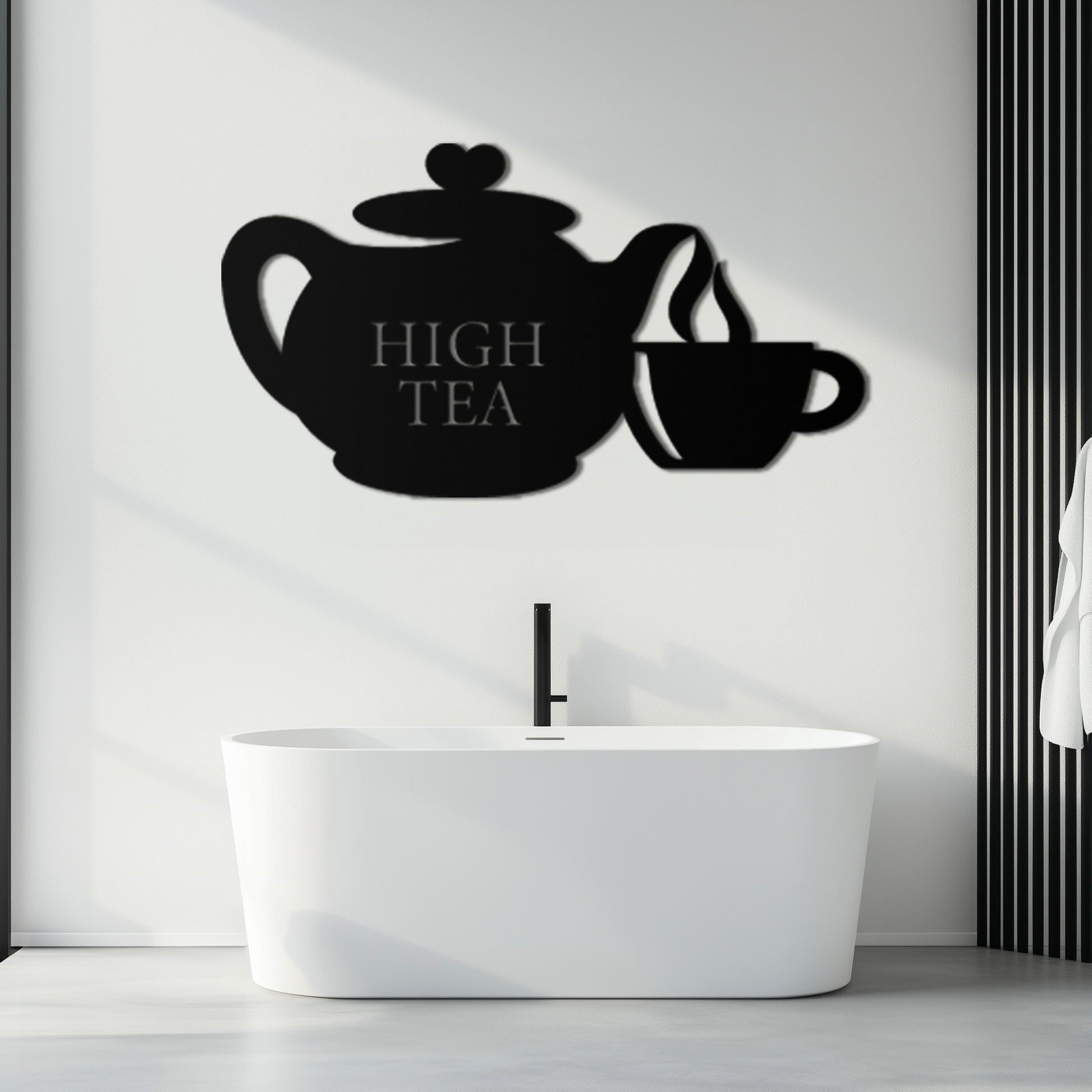 High Tea Teapot & Cup Metal Wall Art – Elegant Black Steel Tea-Time Decor for Kitchen, Café, and Dining Spaces- KAF440 - Tampa Home & Garden Store