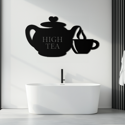 High Tea Teapot & Cup Metal Wall Art – Elegant Black Steel Tea-Time Decor for Kitchen, Café, and Dining Spaces- KAF440 - Tampa Home & Garden Store