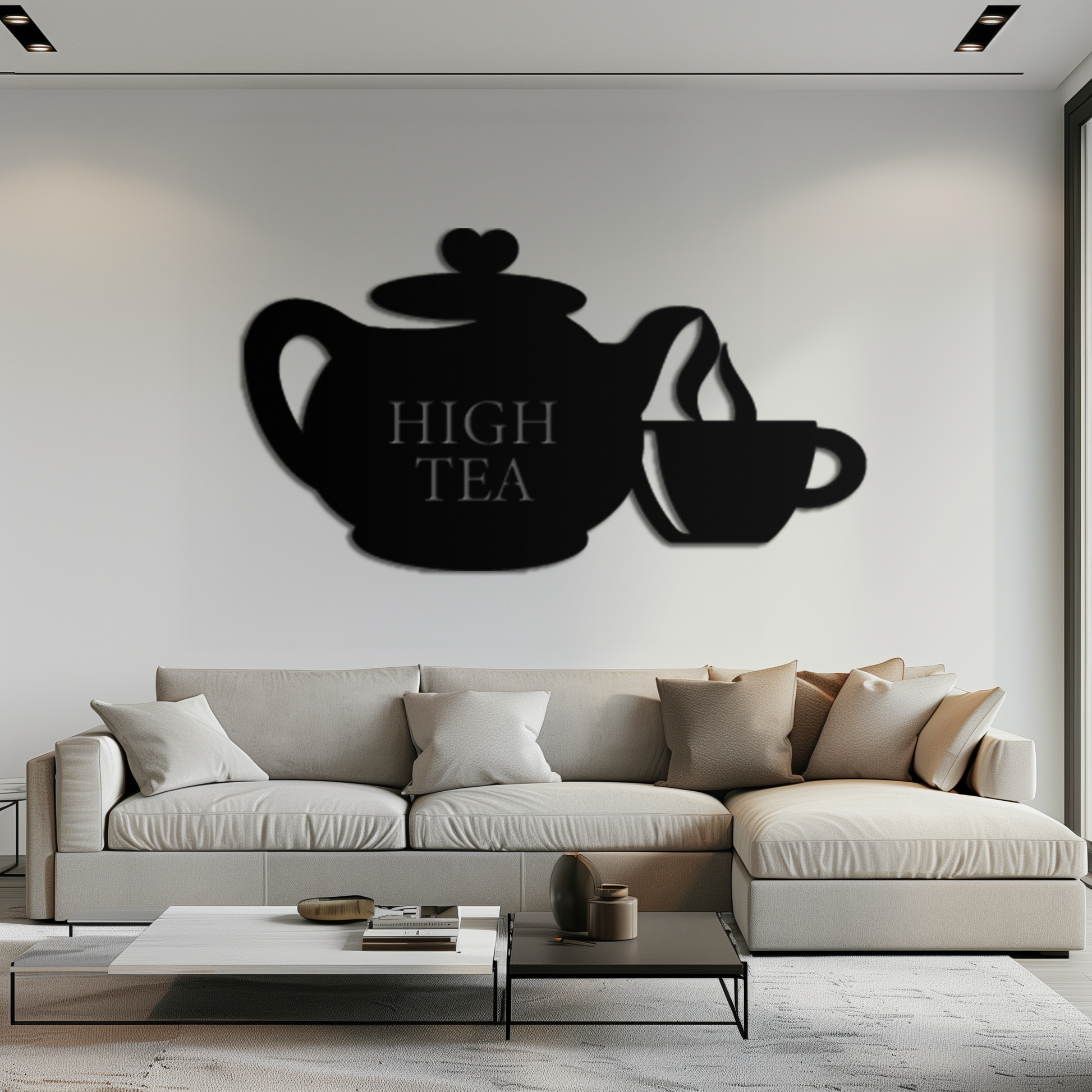 High Tea Teapot & Cup Metal Wall Art – Elegant Black Steel Tea-Time Decor for Kitchen, Café, and Dining Spaces- KAF440 - Tampa Home & Garden Store
