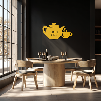 High Tea Teapot & Cup Metal Wall Art – Elegant Black Steel Tea-Time Decor for Kitchen, Café, and Dining Spaces- KAF440 - Tampa Home & Garden Store