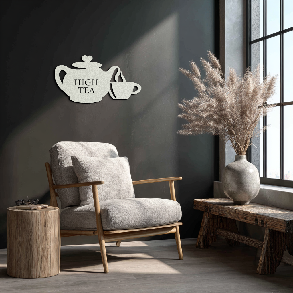 High Tea Teapot & Cup Metal Wall Art – Elegant Black Steel Tea-Time Decor for Kitchen, Café, and Dining Spaces- KAF440 - Tampa Home & Garden Store