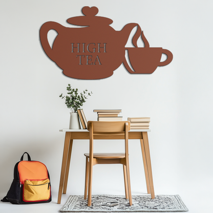 High Tea Teapot & Cup Metal Wall Art – Elegant Black Steel Tea-Time Decor for Kitchen, Café, and Dining Spaces- KAF440 - Tampa Home & Garden Store
