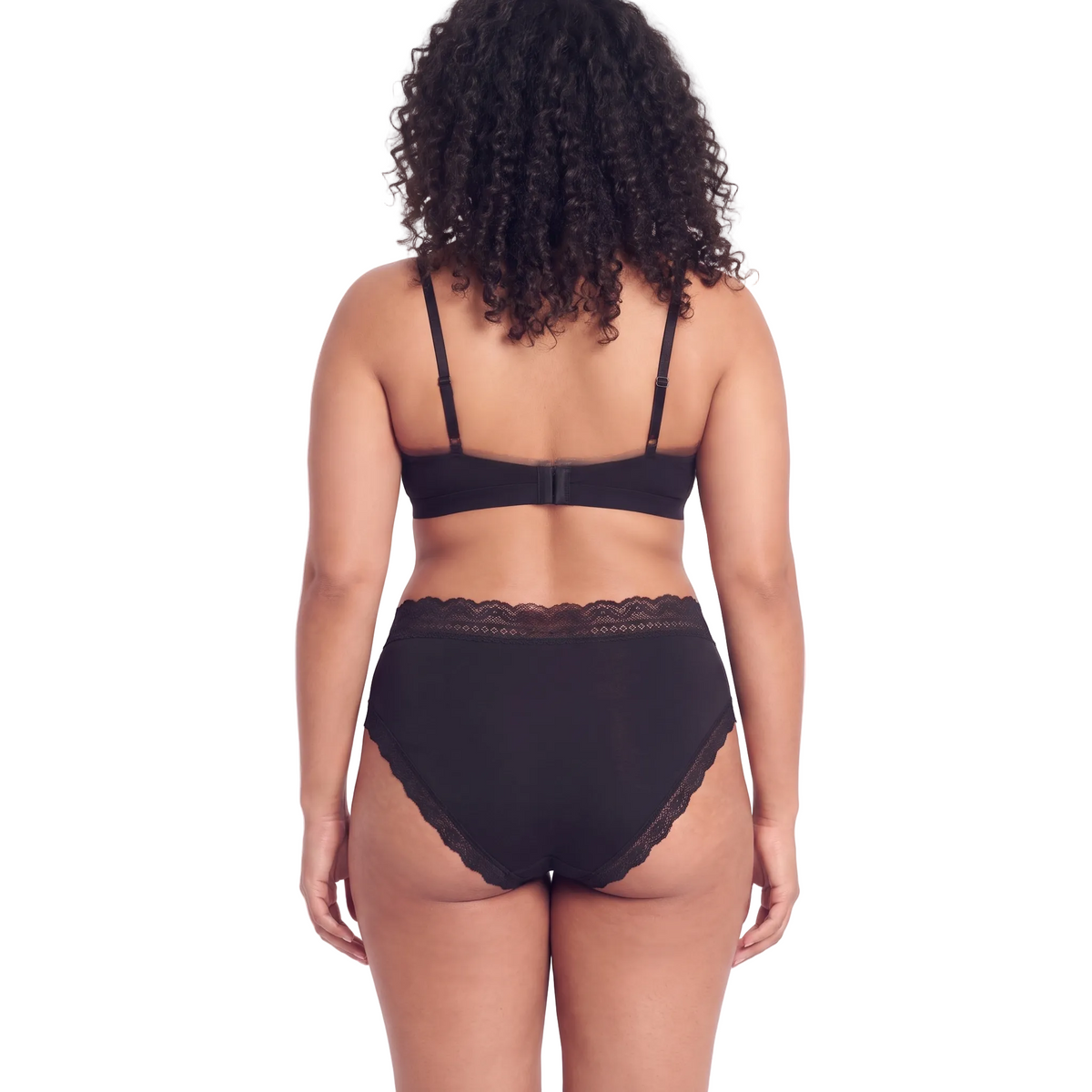 Organic Lace High Rise Brief by Net Positive in black, organic cotton with lace trim on Tampa Home & Garden Store