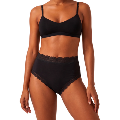 Soft Organic Cotton And Lace High Rise Briefs