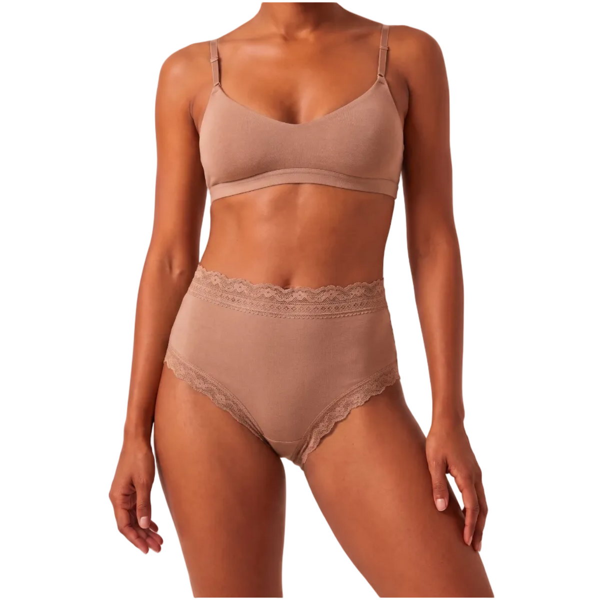 Organic Lace High Rise Brief by Net Positive nude beige; organic cotton with lace trim on Tampa Home & Garden Store