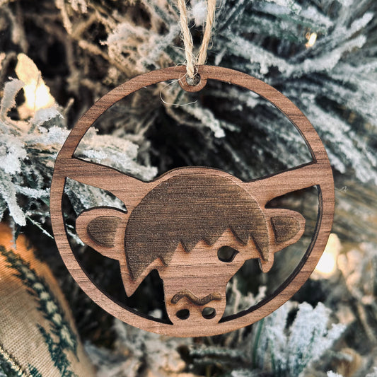 Highland Coo Hairy Cow - Wooden Ornament Collection by Acorn & Fox - Tampa Home & Garden Store