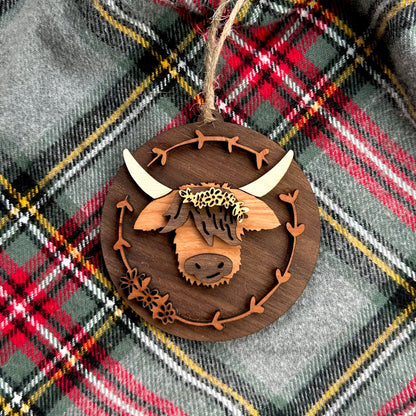 Highland Coo - Layered 3-D Wooden Ornaments by Acorn & Fox - Tampa Home & Garden Store
