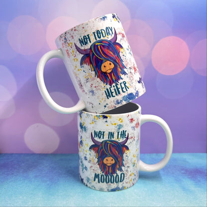 Highland Coo Not Today Heifer or Not in the Mooood Colorful 11oz Ceramic Mug - Tampa Home & Garden Store