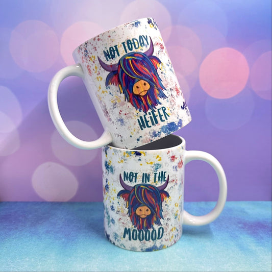 Highland Coo Not Today Heifer or Not in the Mooood Colorful 11oz Ceramic Mug - Tampa Home & Garden Store