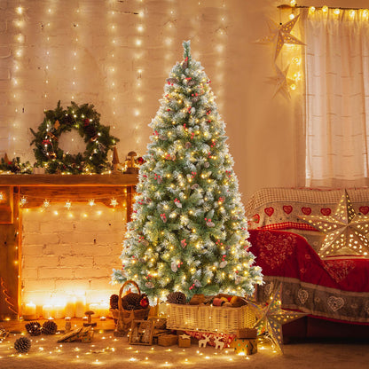 Árbol de Navidad Articulado con 450 Puntas de PVC y 200 Luces LED Blancas Cálidas-1.98 m
