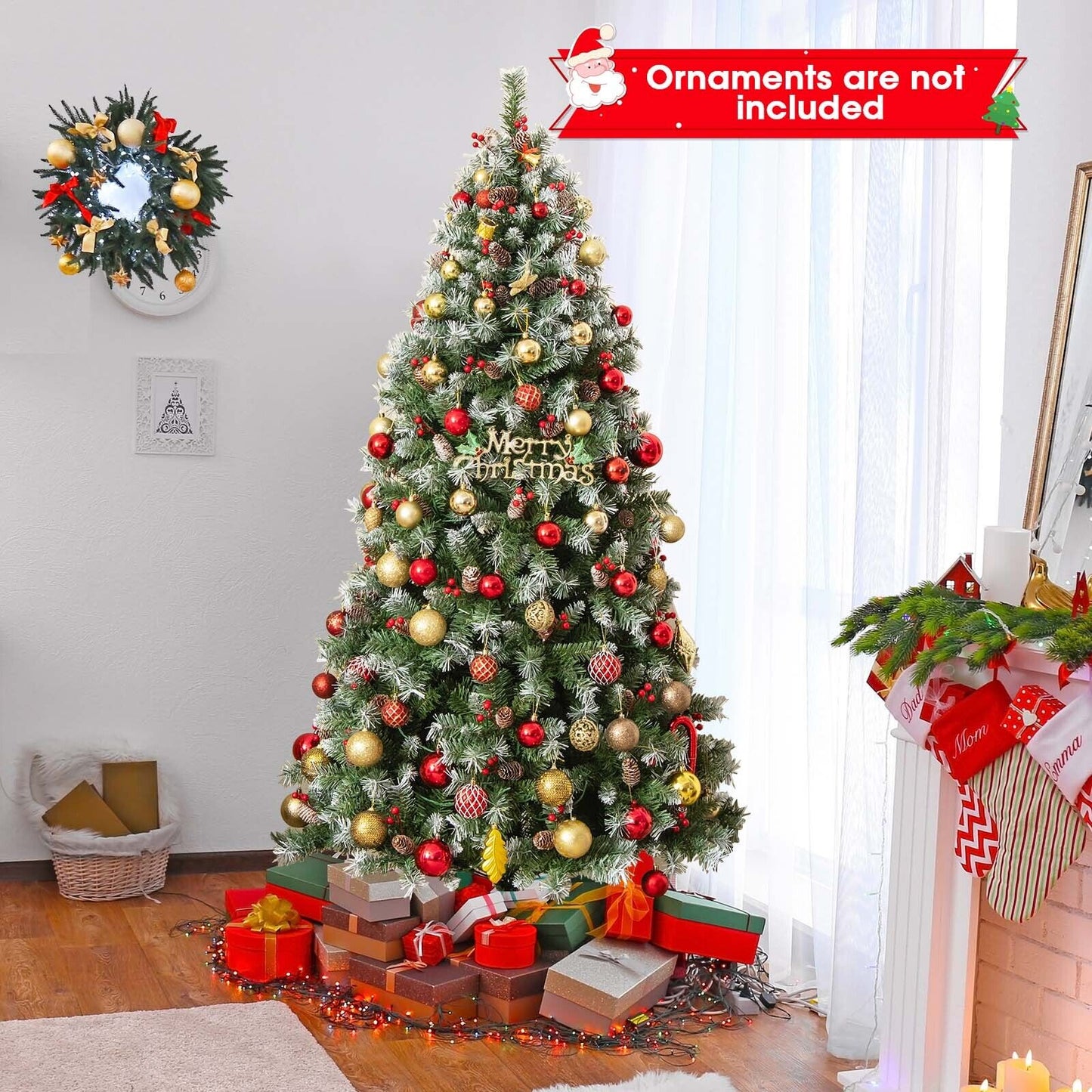 Árbol de Navidad Articulado con 450 Puntas de PVC y 200 Luces LED Blancas Cálidas-1.98 m