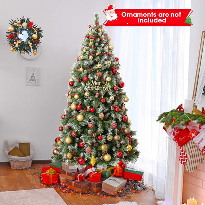 Árbol de Navidad Articulado con 450 Puntas de PVC y 200 Luces LED Blancas Cálidas-1.98 m