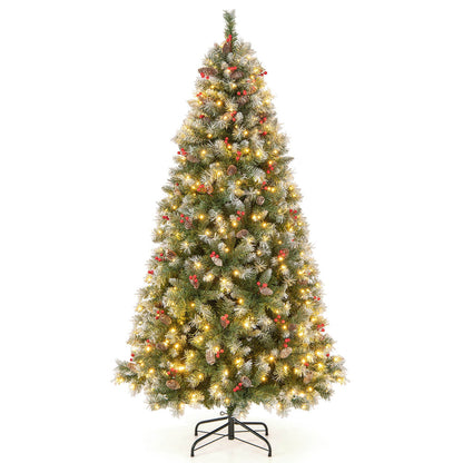 Árbol de Navidad Articulado con 450 Puntas de PVC y 200 Luces LED Blancas Cálidas-1.98 m