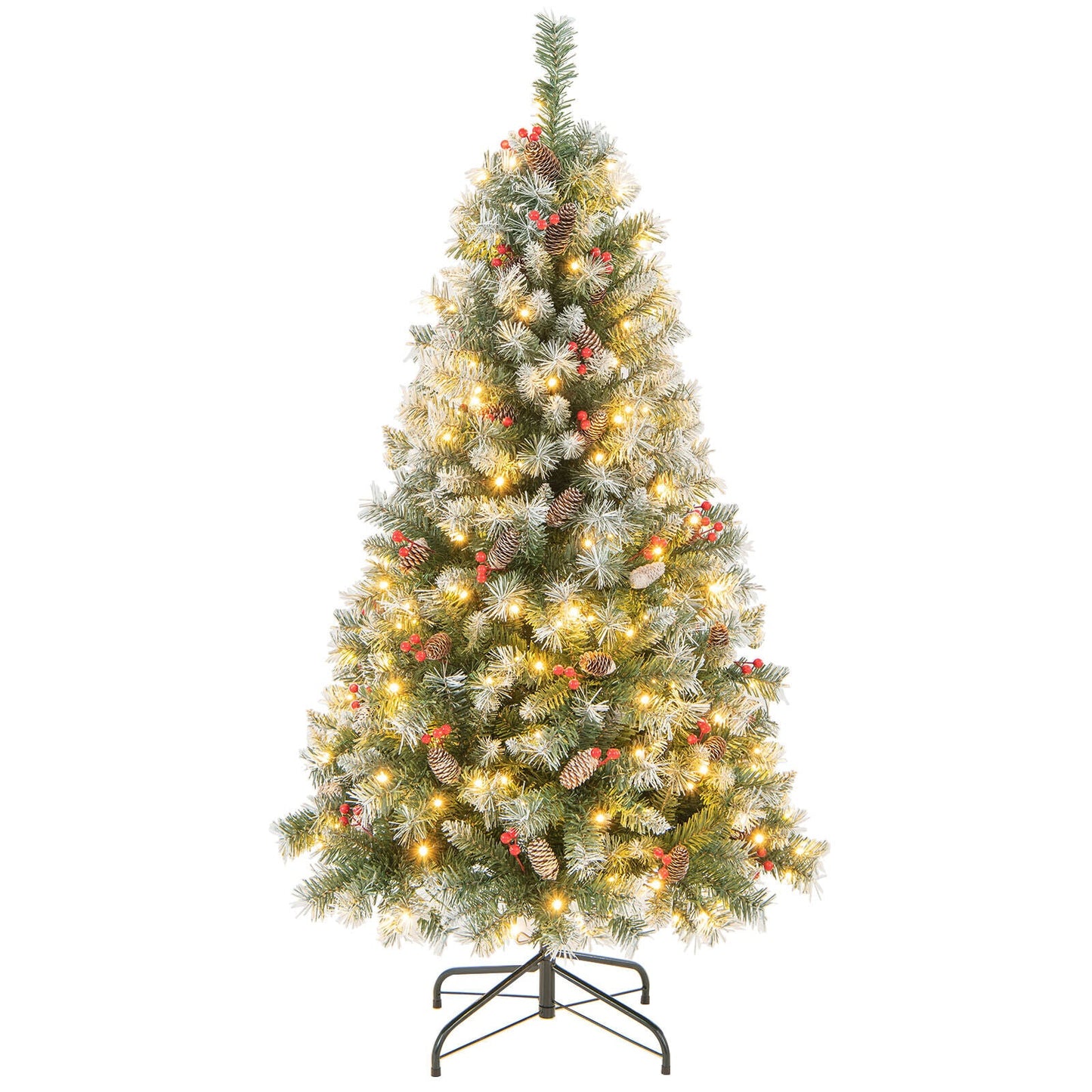 Árbol de Navidad Articulado con 450 Puntas de PVC y 200 Luces LED Blancas Cálidas-1.98 m
