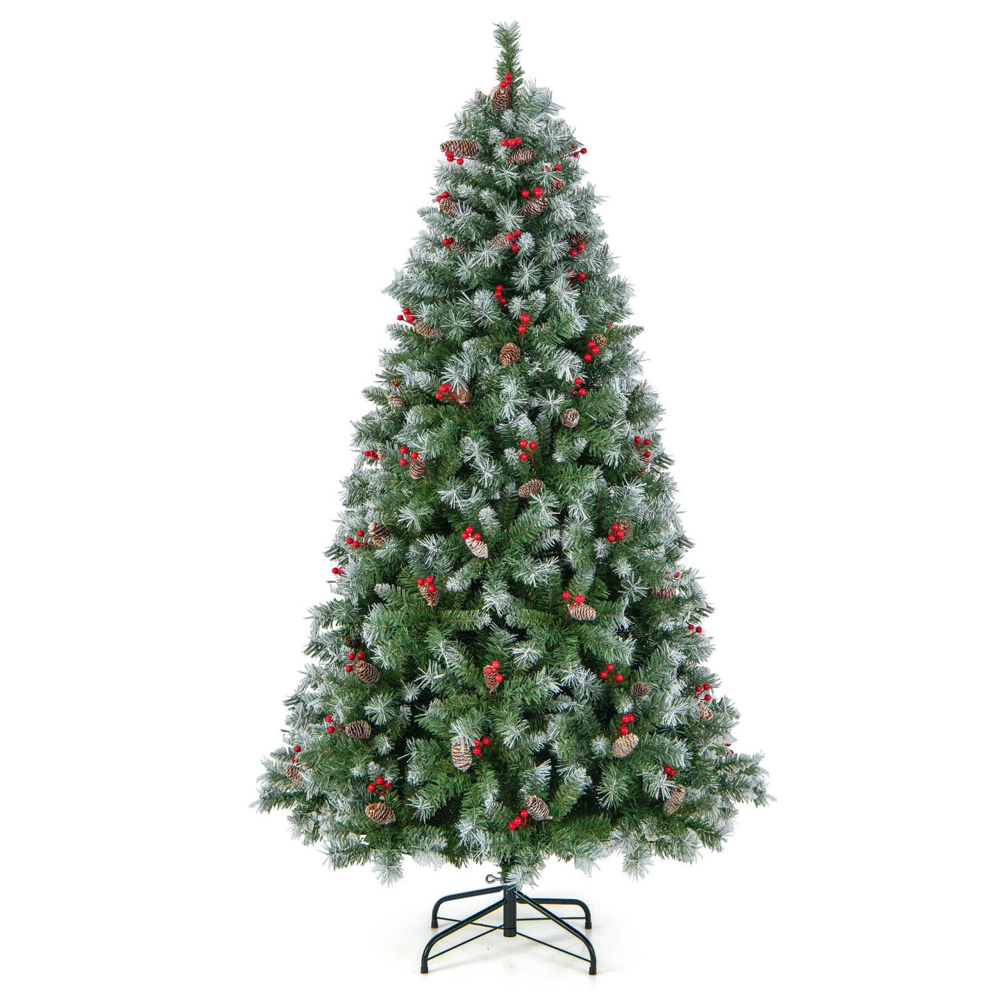 Árbol de Navidad Articulado con 450 Puntas de PVC y 200 Luces LED Blancas Cálidas-1.98 m