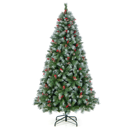 Árbol de Navidad Articulado con 450 Puntas de PVC y 200 Luces LED Blancas Cálidas-1.98 m