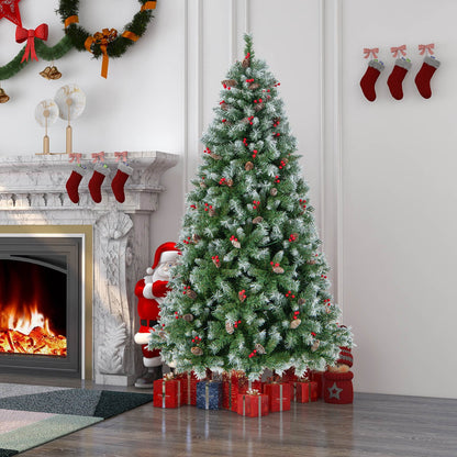 Árbol de Navidad Articulado con 450 Puntas de PVC y 200 Luces LED Blancas Cálidas-1.98 m