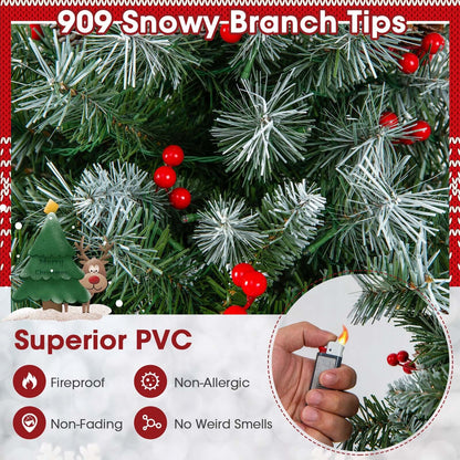 Árbol de Navidad Articulado con 450 Puntas de PVC y 200 Luces LED Blancas Cálidas-1.98 m