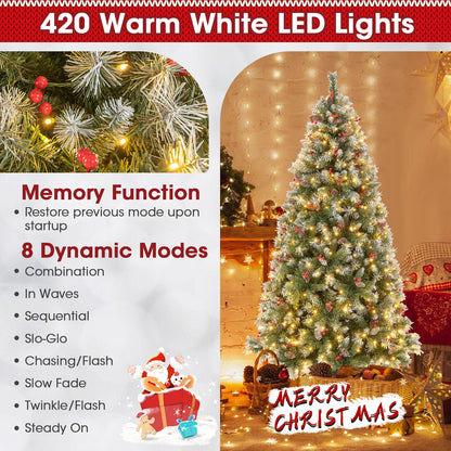 Árbol de Navidad Articulado con 450 Puntas de PVC y 200 Luces LED Blancas Cálidas-1.98 m